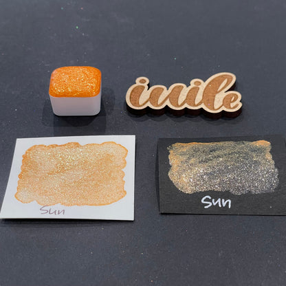 Last Chance! Sun orange Half pan Bling Bling Handmade shimmer watercolor paints