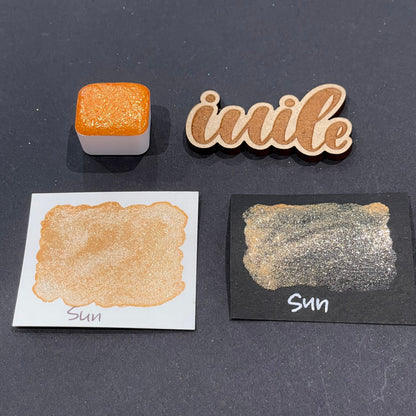 Last Chance! Sun orange Half pan Bling Bling Handmade shimmer watercolor paints