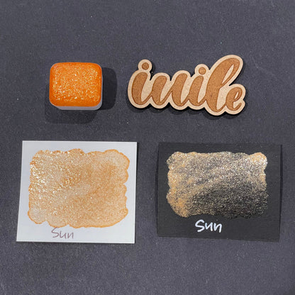 Last Chance! Sun orange Half pan Bling Bling Handmade shimmer watercolor paints