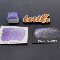 Blue Violet purple Half pan Bling Bling Handmade shimmer watercolor paints