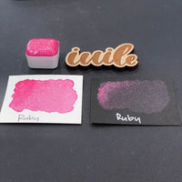 Ruby pink Half pan Bling Bling Handmade shimmer watercolor paints