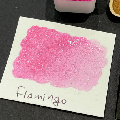 Last Chance! Flamingo pink Half pan Bling Bling Handmade shimmer watercolor paints