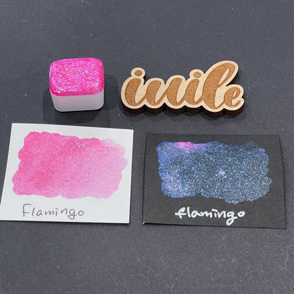 Last Chance! Flamingo pink Half pan Bling Bling Handmade shimmer watercolor paints