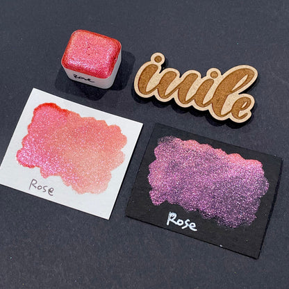 Rose orange Half pan Bling Bling Handmade Color Shift shimmer watercolor paints