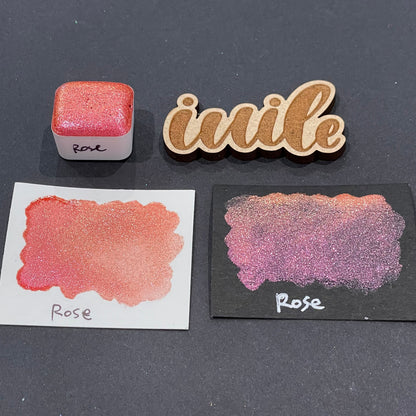 Rose orange Half pan Bling Bling Handmade Color Shift shimmer watercolor paints