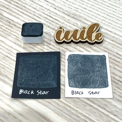 Black Star Half pan Handmade shimmer watercolor paints