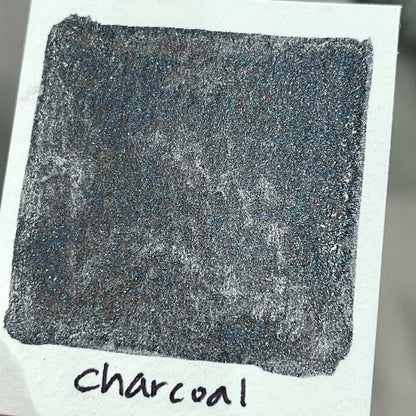 Limited Charcoal Black Half pan Handmade shimmer watercolor paints